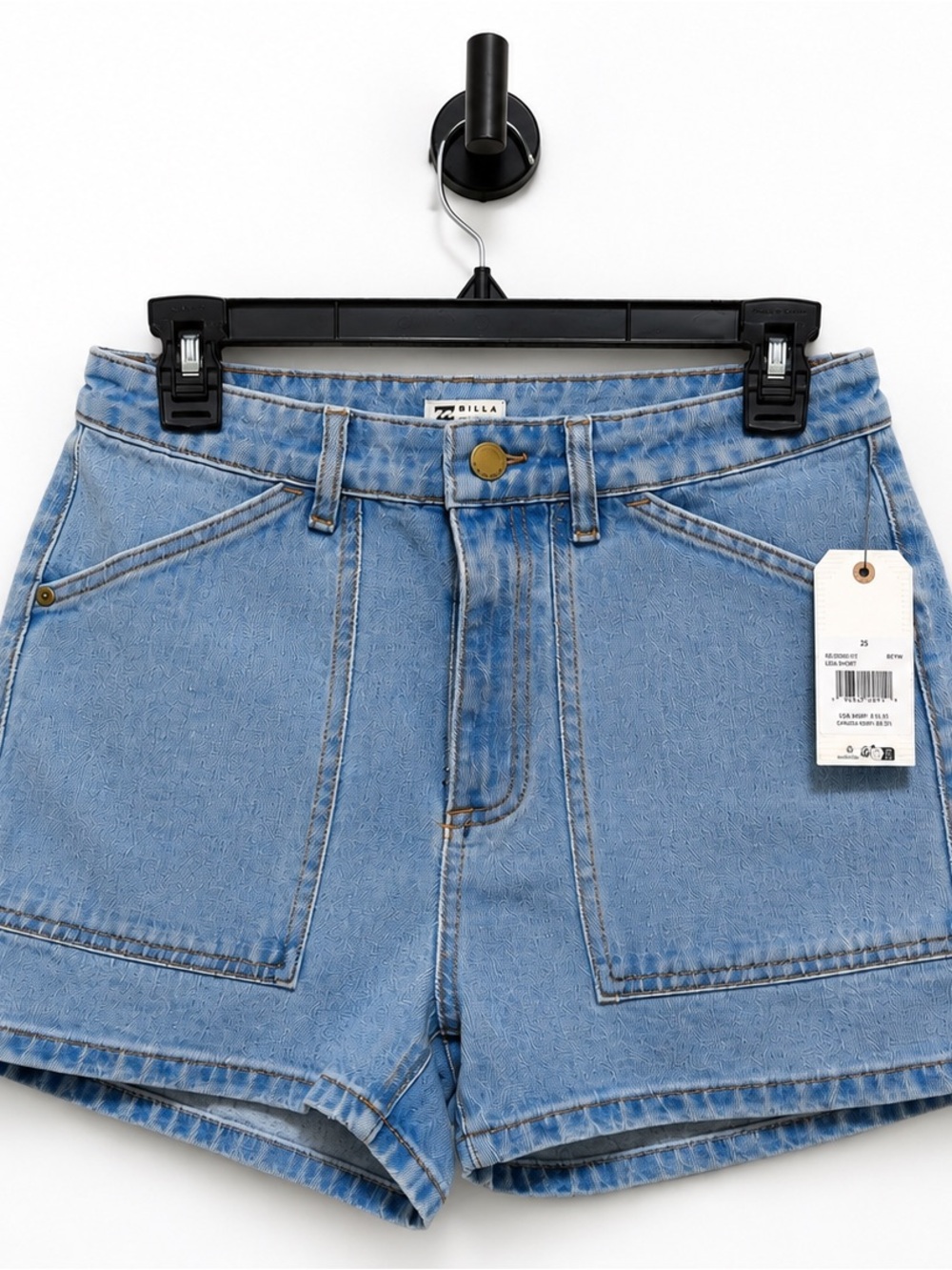 NWT Billabong Leia Women’s High Waisted Carpenter Denim Shorts Blue Size 25
